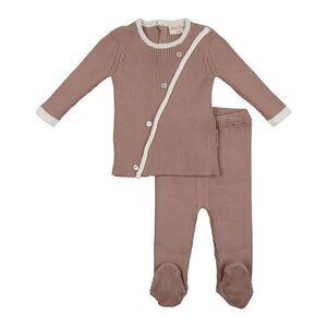 Mon Tresor Girls Wraptured Knit 2Pc Set, Beige